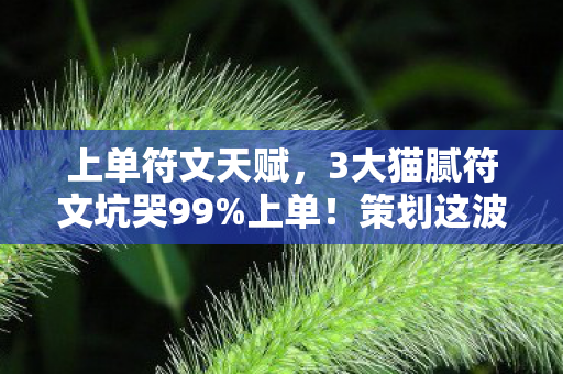 上单符文天赋,3大猫腻符文坑哭99%上单!策划这波操作让我血压飙到250 上单符文天赋,3大猫腻符文坑哭99%上单!策划这波操作让我血压飙到250