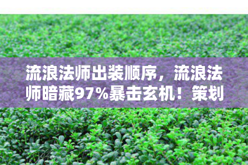 流浪法师出装顺序,流浪法师暗藏97%暴击玄机!策划不敢说的3大数值陷阱大揭秘 流浪法师出装顺序,流浪法师暗藏97%暴击玄机!策划不敢说的3大数值陷阱大揭秘