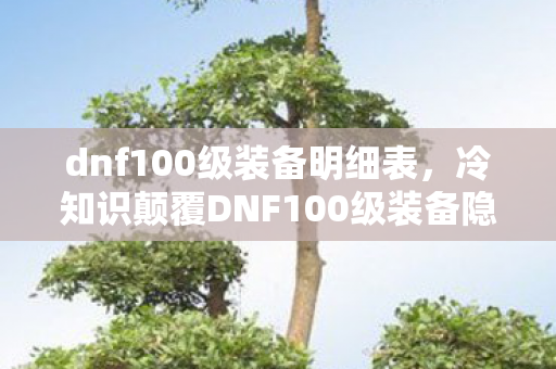 dnf100级装备明细表,冷知识颠覆DNF100级装备隐藏机制大揭秘!这些设定让你目瞪口呆 dnf100级装备明细表,冷知识颠覆DNF100级装备隐藏机制大揭秘!这些设定让你目瞪口呆