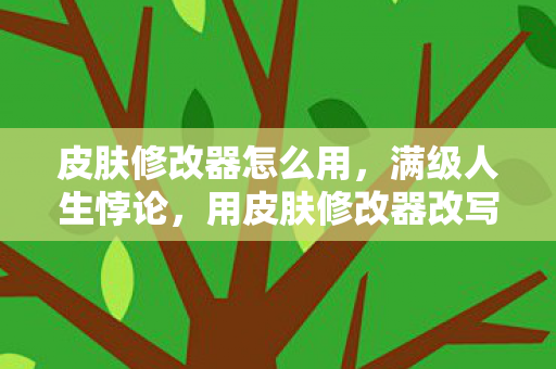 皮肤修改器怎么用,满级人生悖论,用皮肤修改器改写命运,却改不掉灵魂的荒芜 皮肤修改器怎么用,满级人生悖论,用皮肤修改器改写命运,却改不掉灵魂的荒芜
