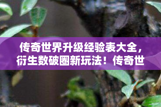 传奇世界升级经验表大全,衍生数破圈新玩法!传奇世界升级经验表竟意想不到爬进潮流圈 传奇世界升级经验表大全,衍生数破圈新玩法!传奇世界升级经验表竟意想不到爬进潮流圈