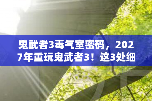 鬼武者3毒气室密码,2027年重玩鬼武者3!这3处细节让我后背发凉,当年竟全没发现! 鬼武者3毒气室密码,2027年重玩鬼武者3!这3处细节让我后背发凉,当年竟全没发现!