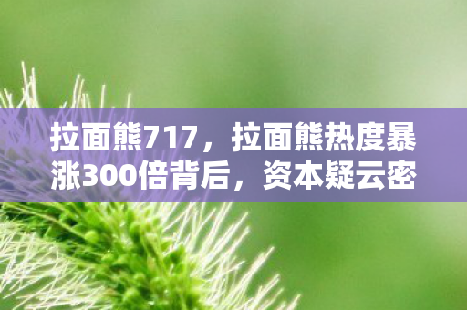 拉面熊717,拉面熊热度暴涨300倍背后,资本疑云密布,玩家心寒谁解? 拉面熊717,拉面熊热度暴涨300倍背后,资本疑云密布,玩家心寒谁解?