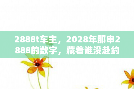 2888t车主,2028年那串2888的数字,藏着谁没赴约的伏笔,让人鼻子一酸 2888t车主,2028年那串2888的数字,藏着谁没赴约的伏笔,让人鼻子一酸