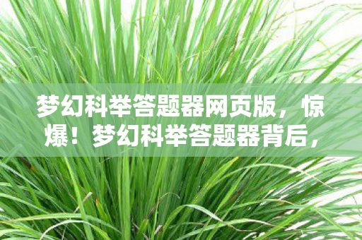 梦幻科举答题器网页版,惊爆!梦幻科举答题器背后,500万预算藏隐情,结果让人吓一跳! 梦幻科举答题器网页版,惊爆!梦幻科举答题器背后,500万预算藏隐情,结果让人吓一跳!