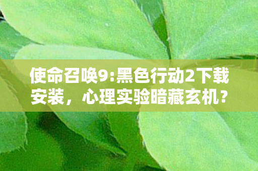 使命召唤9:黑色行动2下载安装,心理实验暗藏玄机?使命召唤9沉迷陷阱细思极恐 使命召唤9:黑色行动2下载安装,心理实验暗藏玄机?使命召唤9沉迷陷阱细思极恐