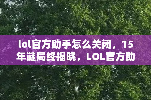 lol官方助手怎么关闭,15年谜局终揭晓,LOL官方助手如何用代码编织千万玩家的泪目青春? lol官方助手怎么关闭,15年谜局终揭晓,LOL官方助手如何用代码编织千万玩家的泪目青春?