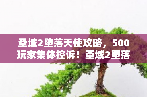 圣域2堕落天使攻略，500玩家集体控诉！圣域2堕落天使疑点重重，策划这波操作绷不住了