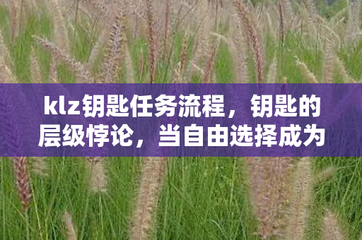 klz钥匙任务流程，钥匙的层级悖论，当自由选择成为命运枷锁的灵魂震颤