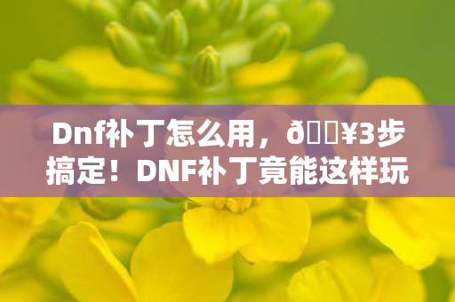 Dnf补丁怎么用,🔥3步搞定!DNF补丁竟能这样玩?99%玩家不知道的隐藏技巧! Dnf补丁怎么用,🔥3步搞定!DNF补丁竟能这样玩?99%玩家不知道的隐藏技巧!