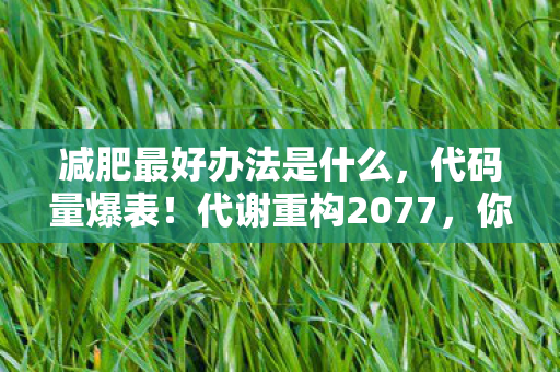 减肥最好办法是什么，代码量爆表！代谢重构2077，你的脂肪是暗线BOSS，每次减重都让AI头皮发麻