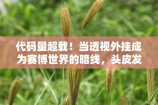 代码量超载!当透视外挂成为赛博世界的暗线,头皮发麻的真相正在加载…… 代码量超载!当透视外挂成为赛博世界的暗线,头皮发麻的真相正在加载……