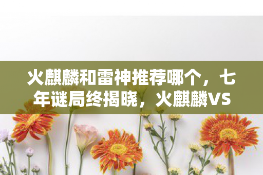 火麒麟和雷神推荐哪个,七年谜局终揭晓,火麒麟VS雷神,泪目见证游戏终章 火麒麟和雷神推荐哪个,七年谜局终揭晓,火麒麟VS雷神,泪目见证游戏终章