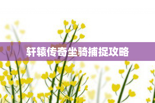 轩辕传奇坐骑捕捉攻略