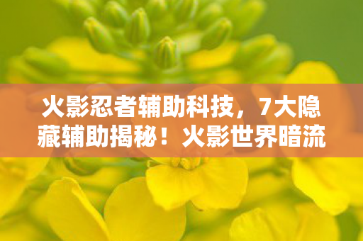 火影忍者辅助科技,7大隐藏辅助揭秘!火影世界暗流下,谁在操控你的命运齿轮? 火影忍者辅助科技,7大隐藏辅助揭秘!火影世界暗流下,谁在操控你的命运齿轮?