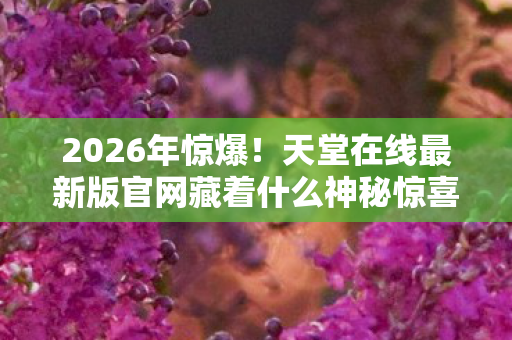 2026年惊爆!天堂在线最新版官网藏着什么神秘惊喜? 2026年惊爆!天堂在线最新版官网藏着什么神秘惊喜?