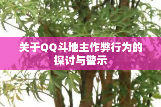 关于QQ斗地主作弊行为的探讨与警示