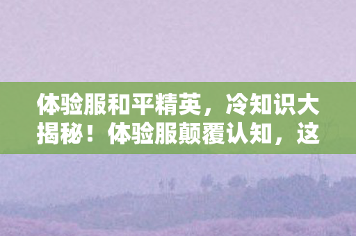 体验服和平精英,冷知识大揭秘!体验服颠覆认知,这些设计细节让你目瞪口呆! 体验服和平精英,冷知识大揭秘!体验服颠覆认知,这些设计细节让你目瞪口呆!