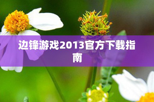 边锋游戏2013官方下载指南