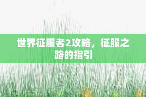 世界征服者2攻略，征服之路的指引