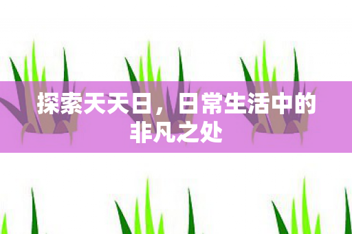 探索天天日,日常生活中的非凡之处 探索天天日,日常生活中的非凡之处