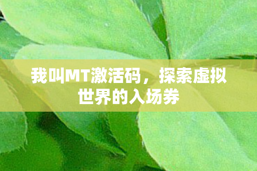 我叫MT激活码，探索虚拟世界的入场券