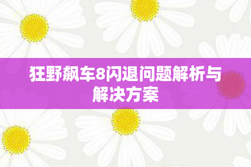 狂野飙车8闪退问题解析与解决方案