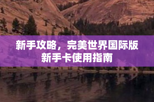 新手攻略，完美世界国际版新手卡使用指南