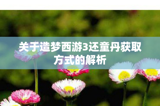 关于造梦西游3还童丹获取方式的解析