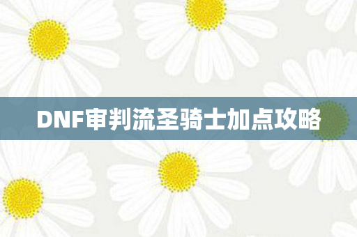 DNF审判流圣骑士加点攻略