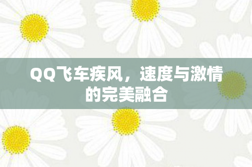 QQ飞车疾风，速度与激情的完美融合