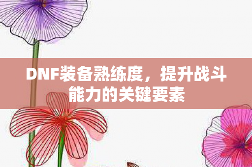 DNF装备熟练度，提升战斗能力的关键要素