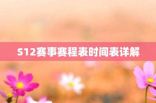 S12赛事赛程表时间表详解