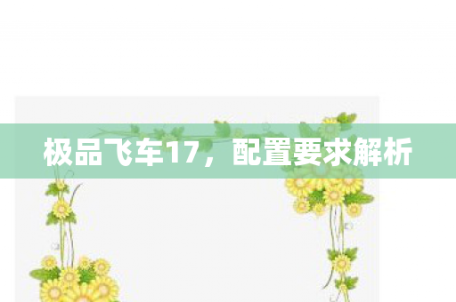 极品飞车17，配置要求解析