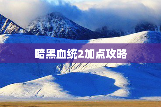 暗黑血统2加点攻略