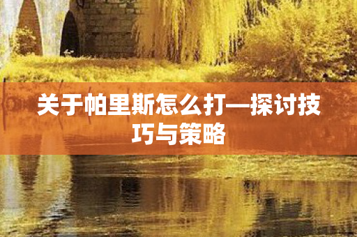 关于帕里斯怎么打—探讨技巧与策略