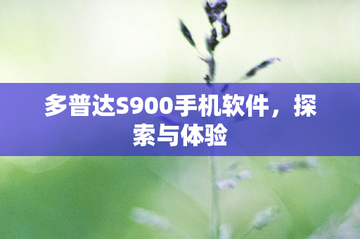 多普达S900手机软件，探索与体验
