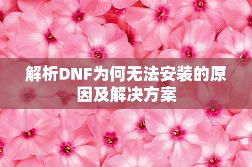 解析DNF为何无法安装的原因及解决方案