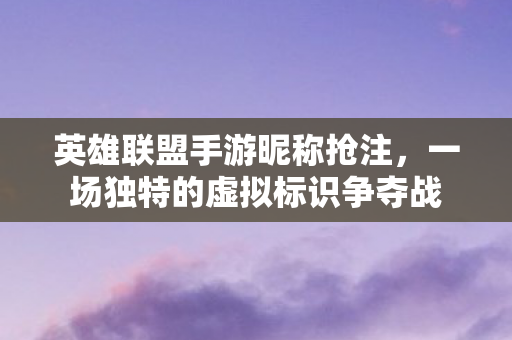 英雄联盟手游昵称抢注，一场独特的虚拟标识争夺战