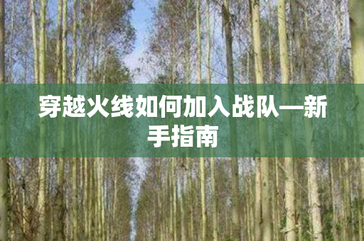 穿越火线如何加入战队—新手指南