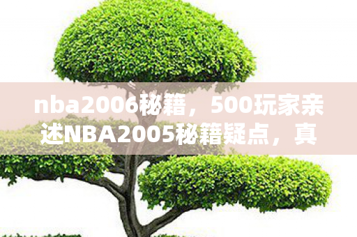 nba2006秘籍,500玩家亲述NBA2005秘籍疑点,真相揭晓时全场绷不住了! nba2006秘籍,500玩家亲述NBA2005秘籍疑点,真相揭晓时全场绷不住了!