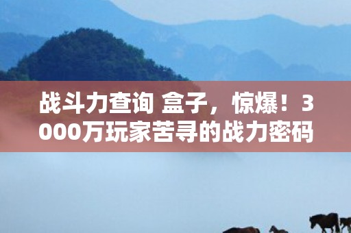 战斗力查询 盒子,惊爆!3000万玩家苦寻的战力密码,竟藏着颠覆认知的终极真相? 战斗力查询 盒子,惊爆!3000万玩家苦寻的战力密码,竟藏着颠覆认知的终极真相?