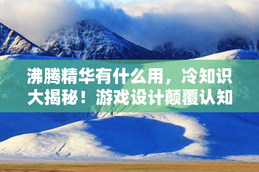 沸腾精华有什么用，冷知识大揭秘！游戏设计颠覆认知，这些细节让你目瞪口呆！