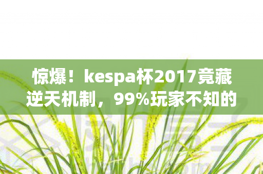 惊爆!kespa杯2017竟藏逆天机制,99%玩家不知的晋级密码! 惊爆!kespa杯2017竟藏逆天机制,99%玩家不知的晋级密码!