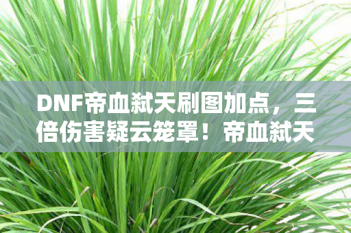 DNF帝血弑天刷图加点，三倍伤害疑云笼罩！帝血弑天刷图加点背后的资本心寒局