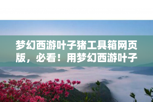 用梦幻西游叶子猪工具箱的3大心得图片
