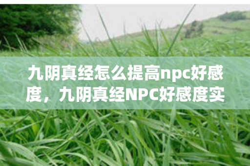 九阴真经怎么提高npc好感度，九阴真经NPC好感度实验，当心理操控遇上沉迷，细思极恐的真相