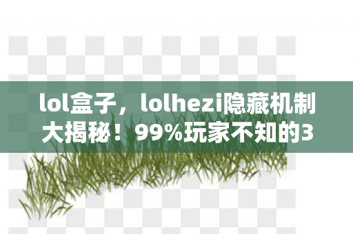 lol盒子，lolhezi隐藏机制大揭秘！99%玩家不知的3大逆天玩法，颠覆你的认知！