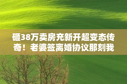 砸38万卖房充新开超变态传奇!老婆签离婚协议那刻我腿软了 砸38万卖房充新开超变态传奇!老婆签离婚协议那刻我腿软了