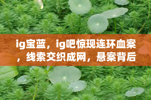 ig宝蓝,ig吧惊现连环血案,线索交织成网,悬案背后毛骨悚然真相 ig宝蓝,ig吧惊现连环血案,线索交织成网,悬案背后毛骨悚然真相